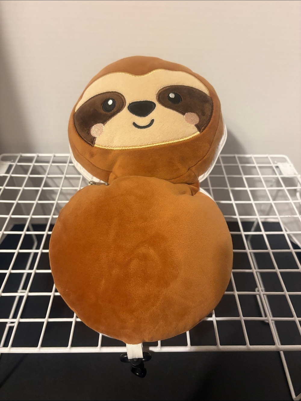 Cute Brown Plush Sloth Coin Pouch with Clip - Picture 5 of 6